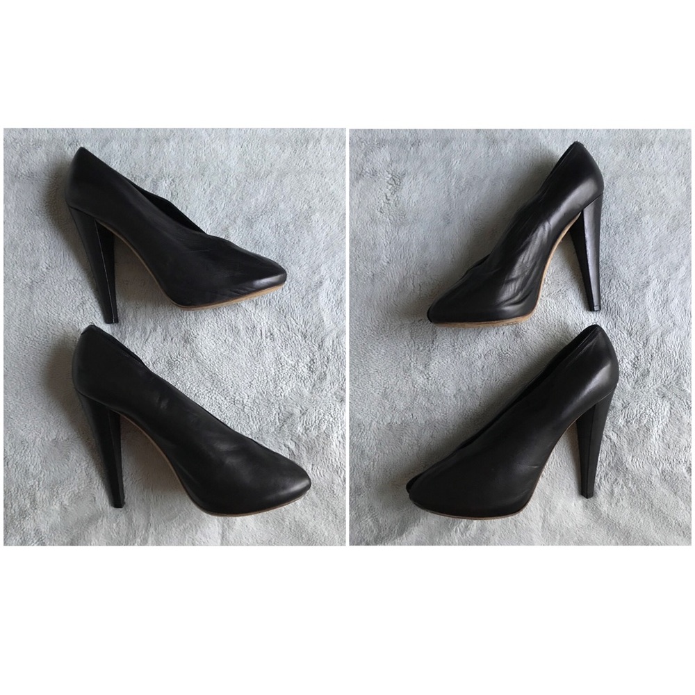 Celine Black Leather V Neck Heels Phoebe Philo 40 - Picture 12 of 13